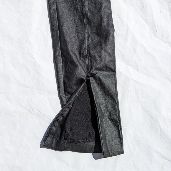 Zara Vegan Leather Black Pants with Zip Up Front Ankles - Size Small - Picture 4 of 9
